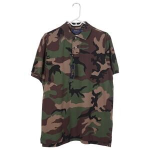 NWT Polo Ralph Lauren Polo Shirt M Camo Classic Fit Short Sleeve Cotton Mesh